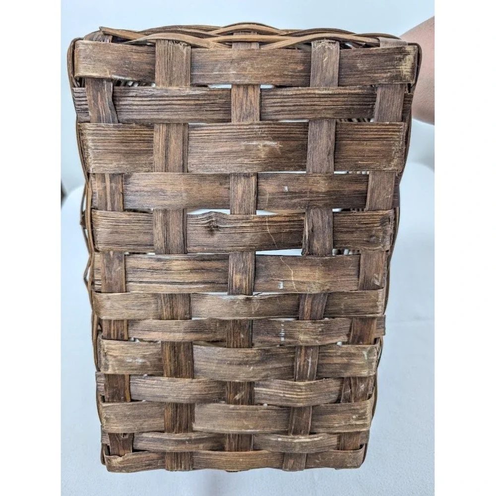 Antique Splint Oak Wood Basket 15.5